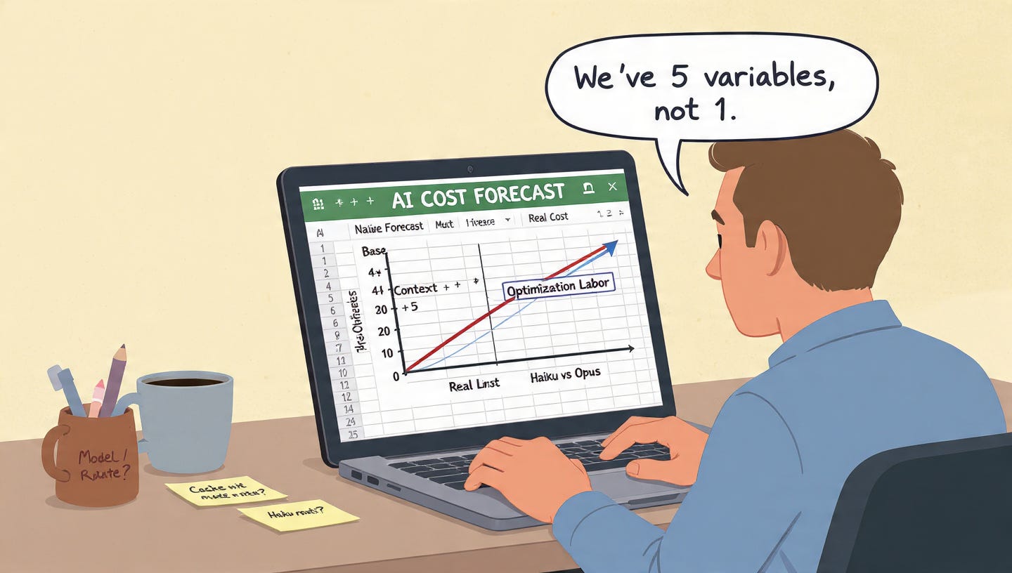 Person reviewing cost forecasting data and planning charts on a laptop screen